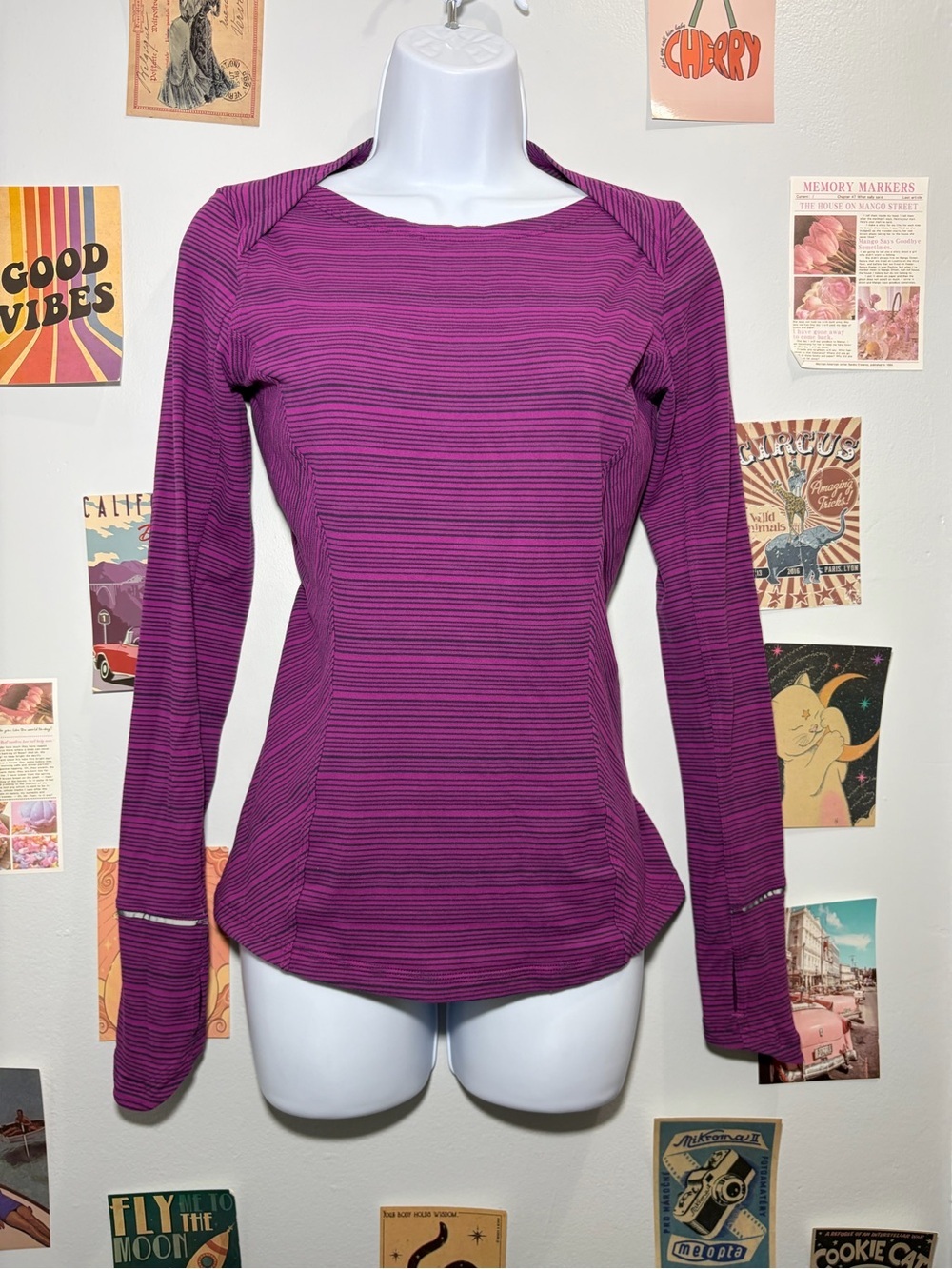 lululemon athletica Purple Striped Long-Sleeve Performance Top
